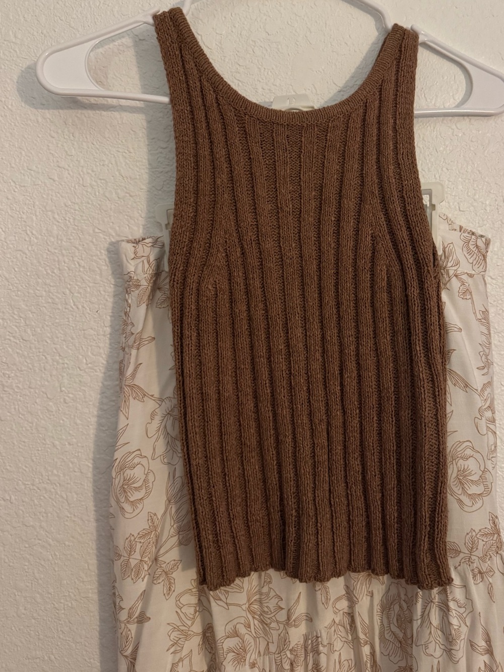 Brown Ribbed Knit Tank Top & Maxi skirt - Women's Summer Layering Pieces